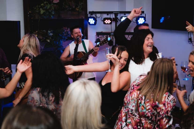 Energetic performance with dancing crowd