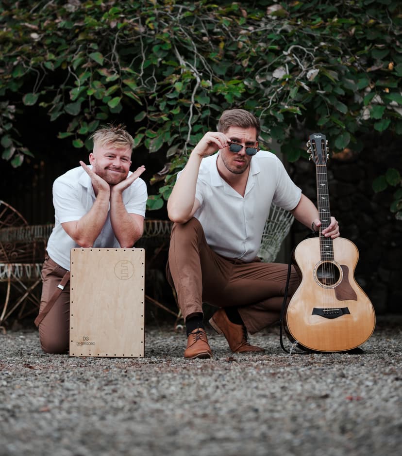 Casual promotional photo with instruments